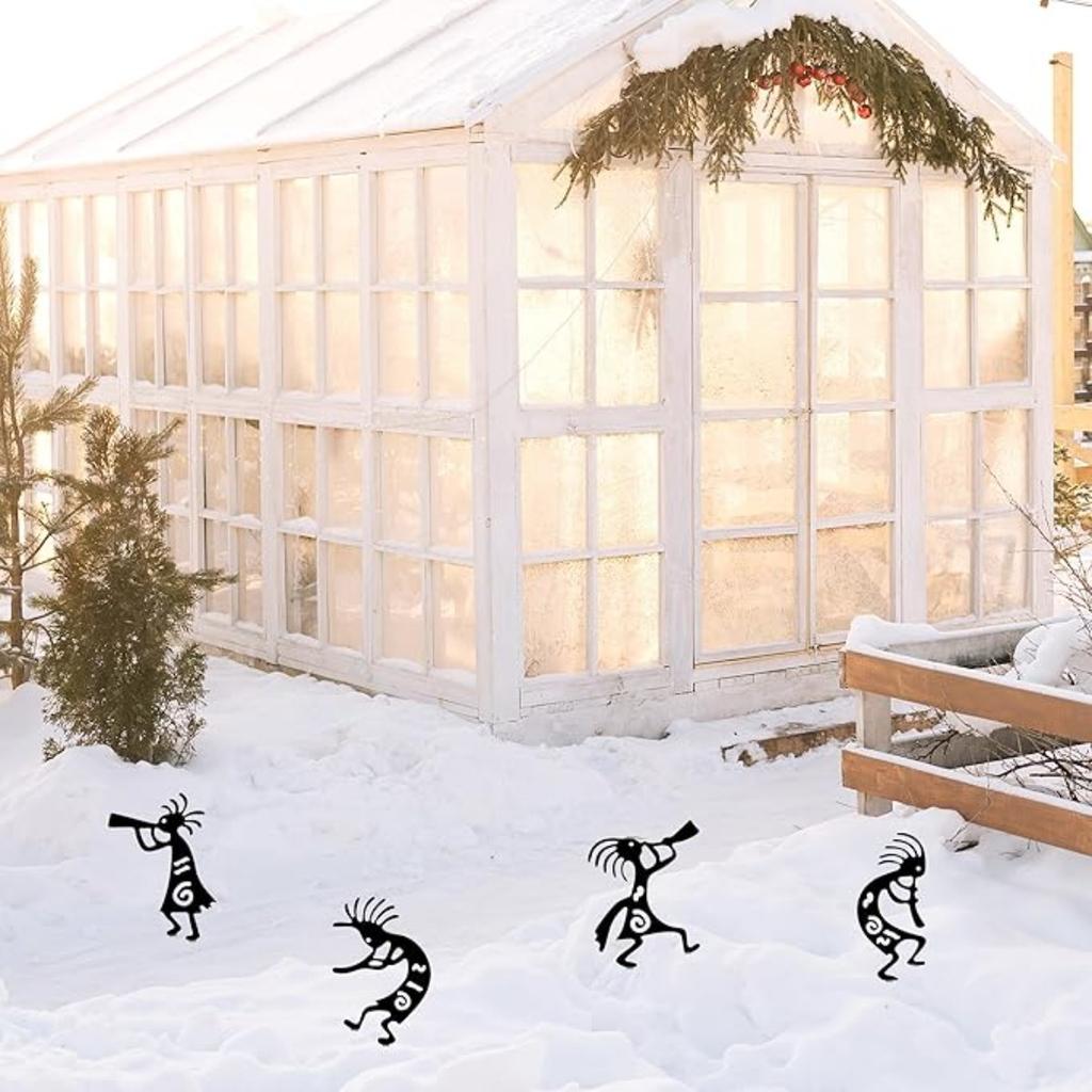 Funny Gnome Garden Stake - 4Pcs Black Metal Dancing Dwarf Art Yard Stake Dwarves Elf Silhouette Pathway Lawn Black Metal Garden Backyard