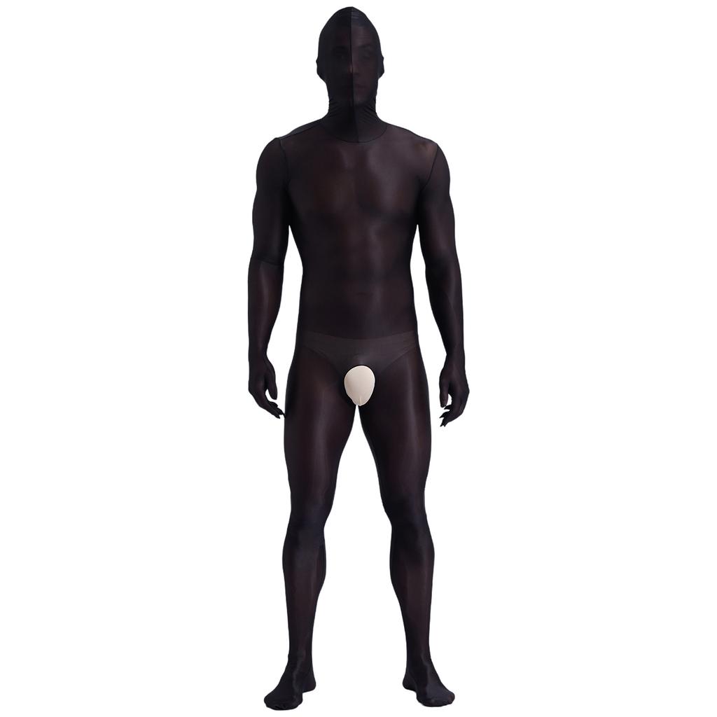 Pánské průsvitné punčochové kalhoty na celé tělo bez rozkroku se zadním zipem, odvážné klubové oblečení