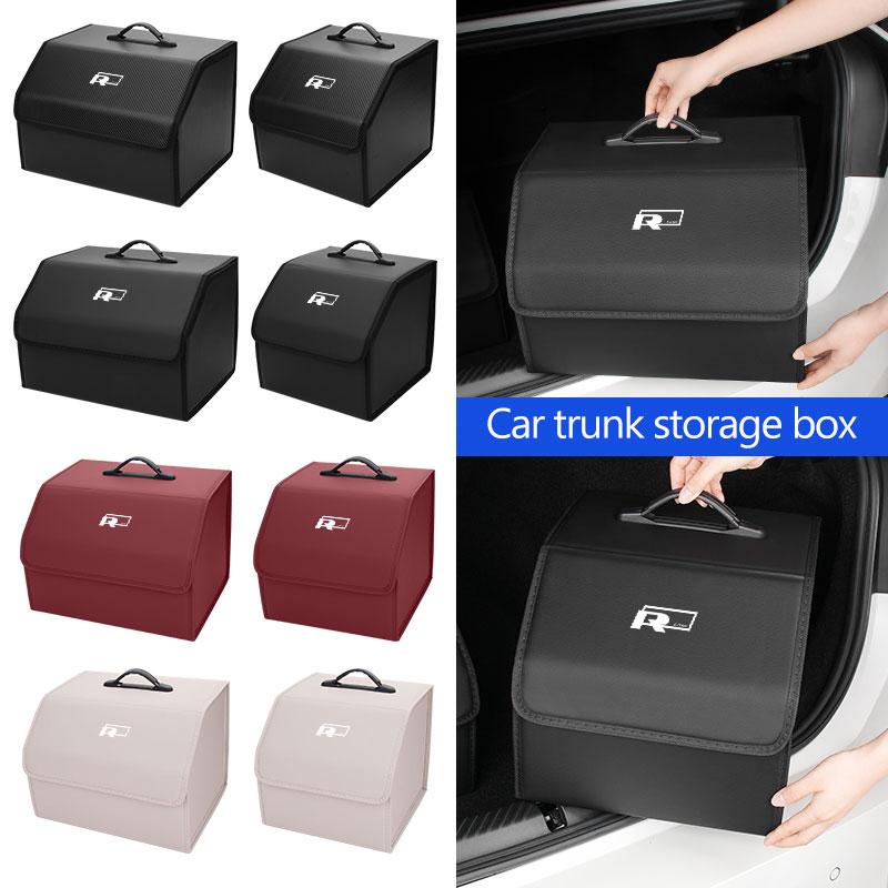 For Volkswagen VW Car Trunk Storage Organizer Leather Foldable Sturdy Cargo Box Golf 4 5 6 7 GTI Tiguan Passat B5 B6 B7 CC Jetta