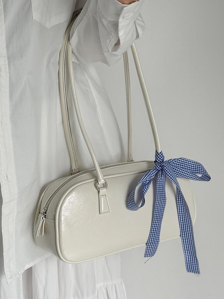 Silver Ballet Bow Handbag 2024: Trendy Korean-Style Niche Armpit Bag with Large Capacity