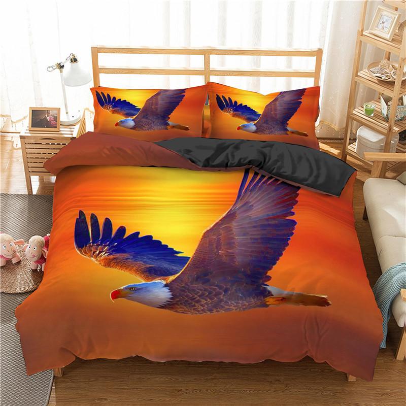 Eagle Duvet Cover Animal Bedding Set Queen King Size For Kids Teens Adults White Black Wildlife 2/3pcs Polyester Quilt Cover