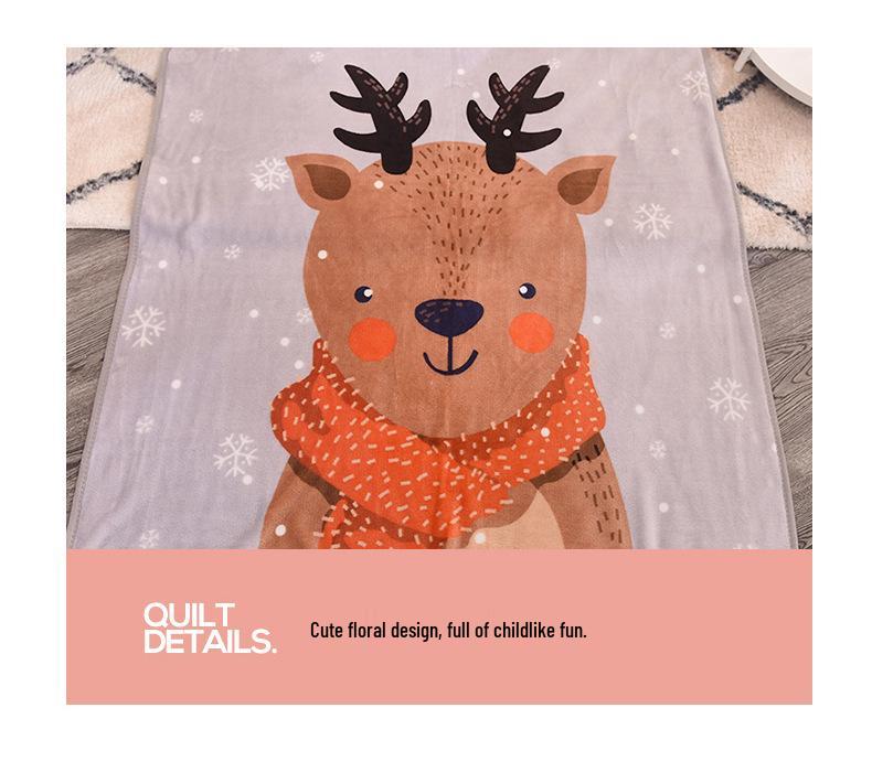 Cartoon Style Flannel Fleece Children's Blanket - Single Layer, All-Season, Small Nap Blanket with Edging