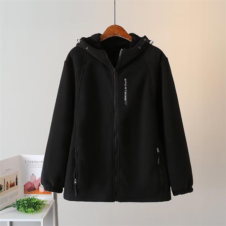 Plus Size Women s Hooded Fleece Windbreaker Jacket - Warm Autumn/Winter Top 5XL