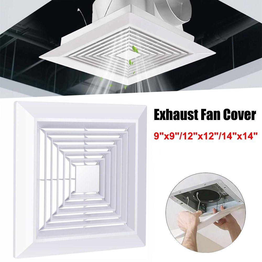 New With Spring Exhaust Fan Cover Square White Mounted Grille Diverter Ventilation Hood Ceiling or Wall