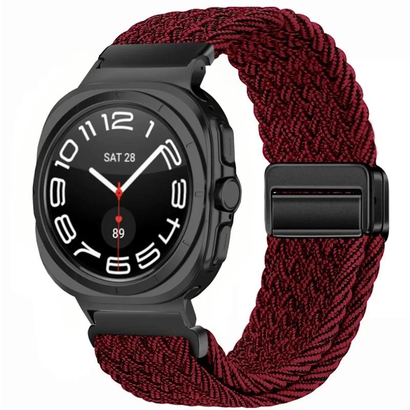Nylon Braided Loop Strap for Samsung Galaxy Watch Ultra 47mm Magnetic Bracelet Wristband for Galaxy Watch 6 5 4 40mm 44mm 43mm 45mm Accessories