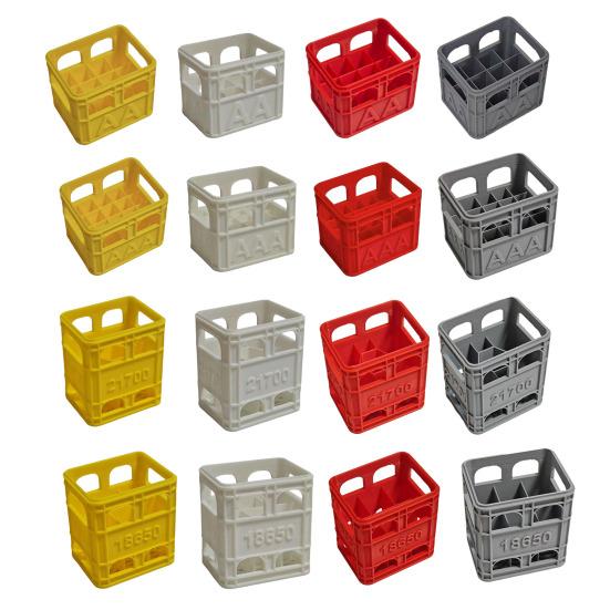Stackable Battery Storage Box with Secure Latch Space-saving Battery Organizer for AA AAA 18650 21700 Batteries Compact Desktop Case