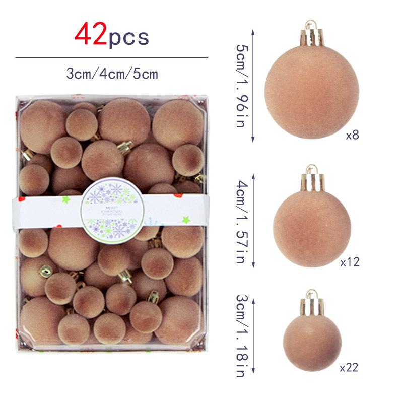 42-teiliges Beflocktes Weihnachtskugel-Schmuckset Weihnachtsbaum-Hängekugeln Dekorationen Party Haus Weihnachtsbaum Deko