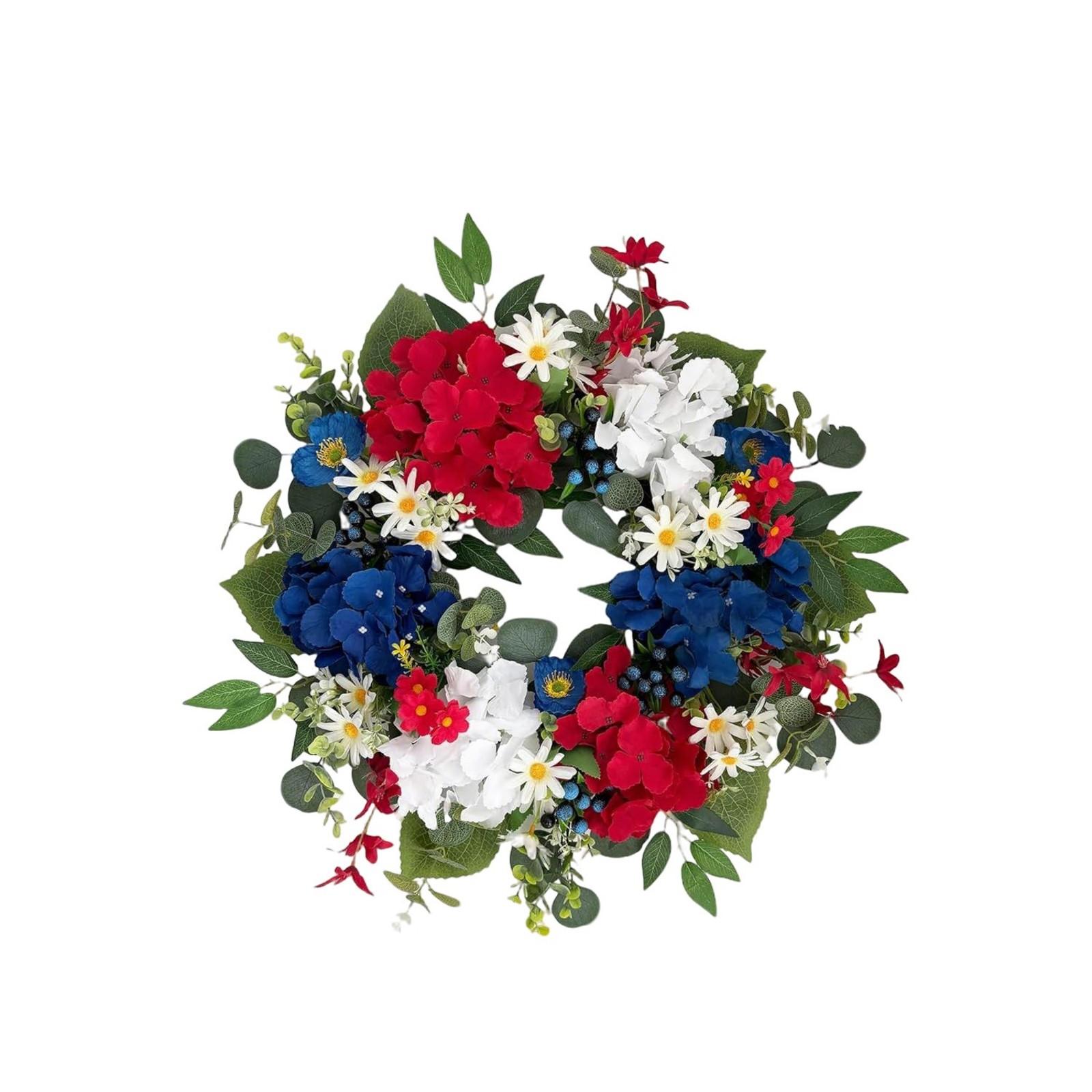 

Independence Day Garland - Realistic Hydrangea Red--blue Garland - Front Door Hanging Decoration one size