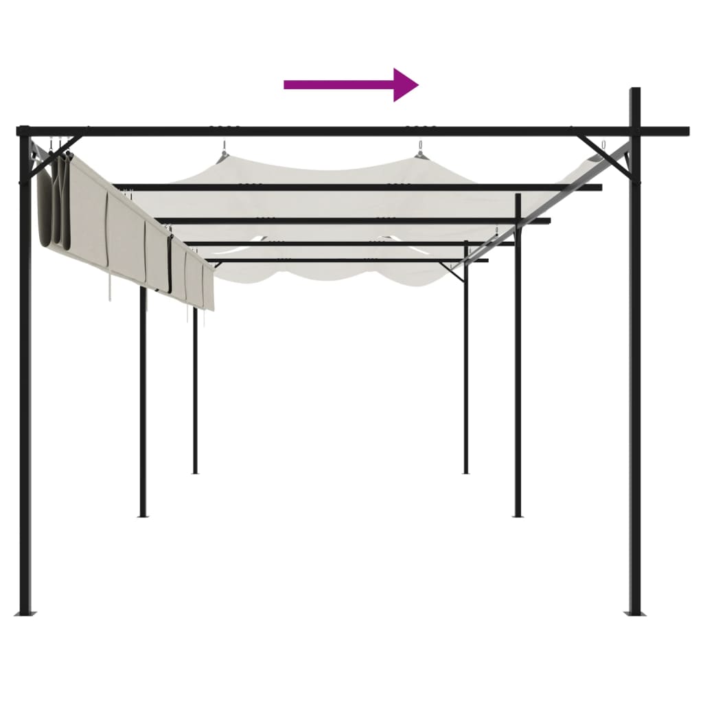 Pergola with Sliding Roof Cream 589 X 292 X 230 Cm