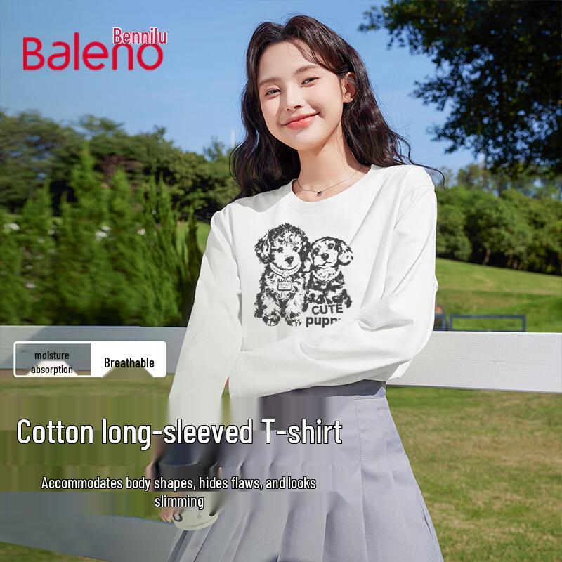 

Женская модная футболка с длинным рукавом Baleno с принтом пуделя, 100% хлопок S