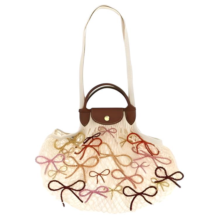 

Longchamp Le Pliage Mesh Design Snap Closure Tote Bag Women Tote Bags Beige 10121HJB037 Basic Set (Bag)