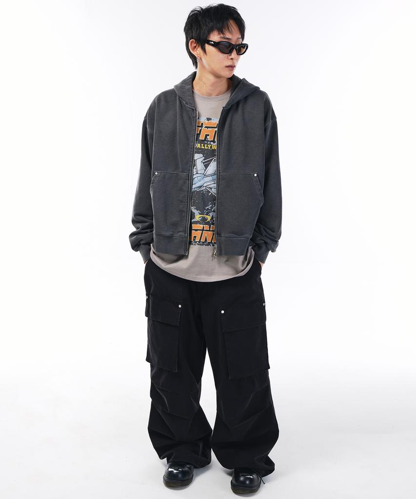 SCALLYWAG Washed Fatigue Front Cargo Pants [Black]