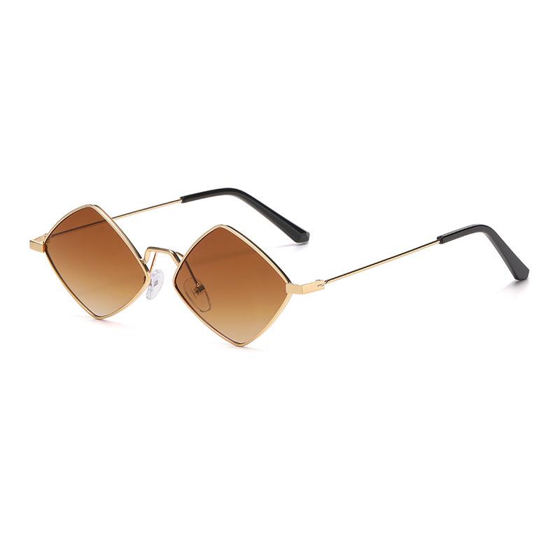 Non-polarized Retro Trendy Irregular Small Frame Rhombus for Metal Frame Women Men Sunglasses Travel Beach Women Sun Glasses