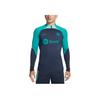 Nike Maglia da calcio da uomo a maniche lunghe con stampa di lettere retrò, vestibilità slim, mezza zip, girocollo, top Blu DZ0840-438
