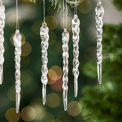 12pcs Crystal Clear Christmas Tree Ornaments Icicle Decorations For Holiday & Winter Party Decor Holiday Decorations