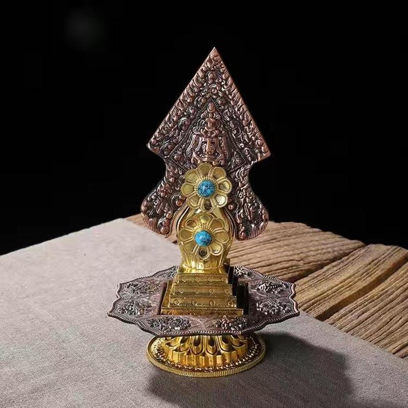 Gold Tibetan Engraved Toma Flower Tantric Alloy Handicraft Auspicious Exquisite Buddhism Home Gift Collection Desktop Decorative