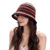 Women's Summer Colorful Knitted Bucket Hat - Fashionable, Hollow Design, Versatile, Sun Protection for Outdoor Travel