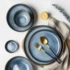 1pcs Light Luxury Ceramic Plate Set Dishes Dinner Plates Dessert Steak Plate Blue Gradient Salad Soup Bowl Plates Tableware