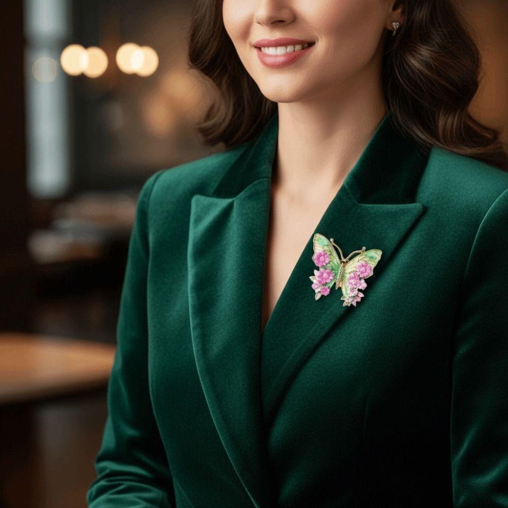 Rhinestone Big Flower Butterfly Brooches Jewelry Enamel Lapel Pin  Women's Clothes Pins Gifts