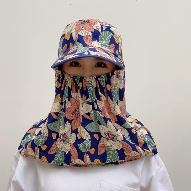 Women's Summer Sun Protection Hat with Large Brim, Shawl, and Face Mask for Cycling and Tea Picking - Breathable and Protective.