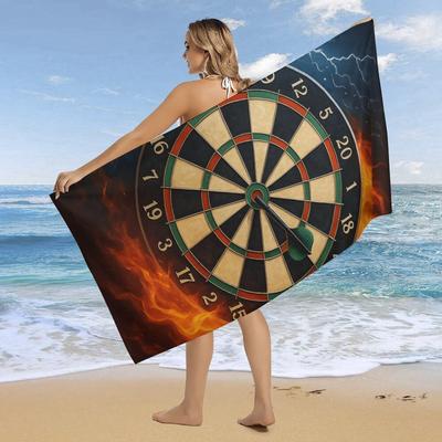 1pc Beach Bath Towel, Super Absorbent Dart Pattern, Lightweight Fast Drying for Pool Gym Travel, Ideal Gift for Dart Players