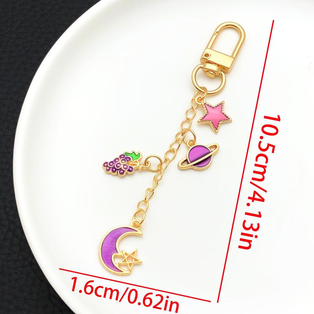 Pink Rose & Cherry Blossom Zinc Alloy Keychain Pendant