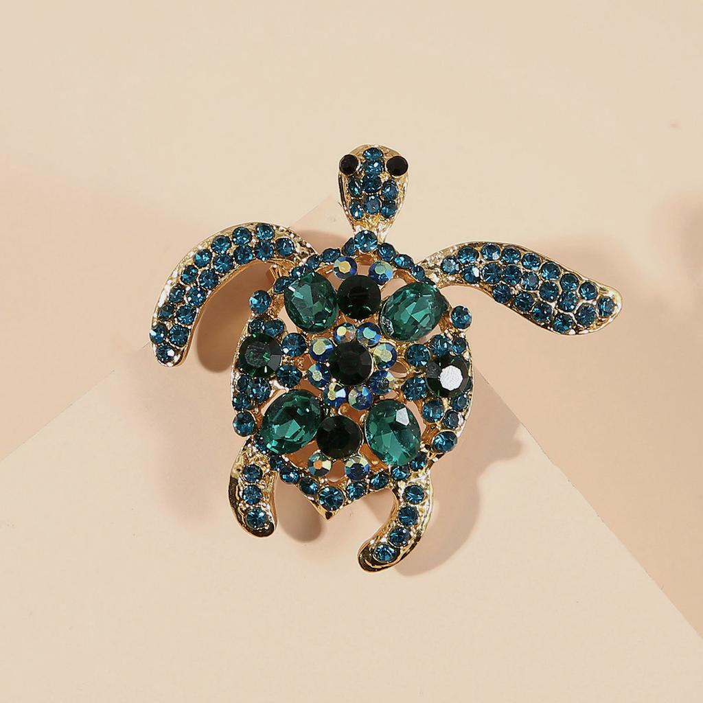 Cute Crystal Turtle Brooch