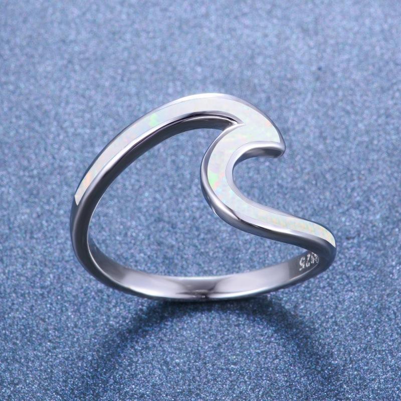 Anello Versatile Design Creativo Moda Argento Sterling Glifo Bianco Blu