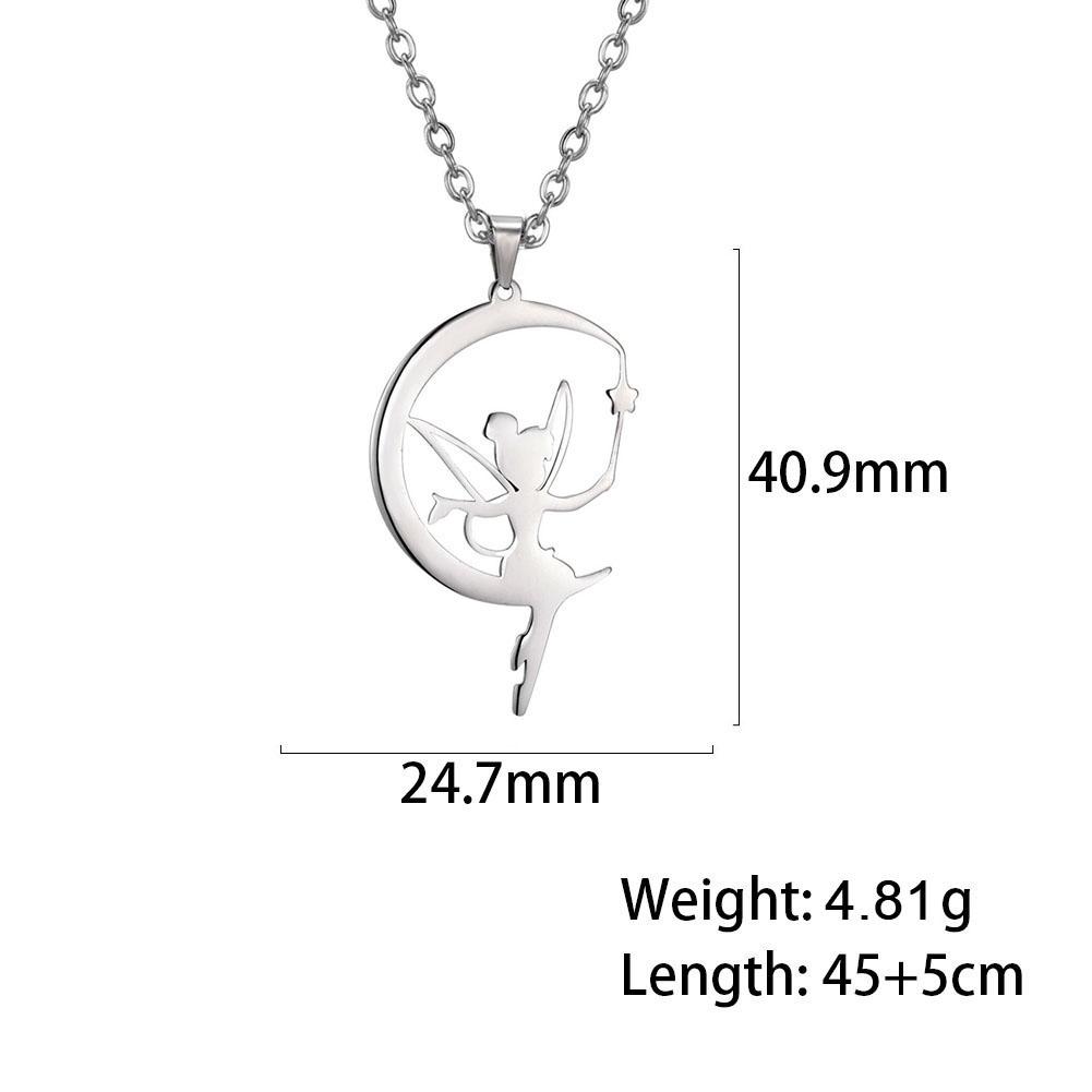 My Shape Flower Fairy Elf Necklace For Women Girl Cute Angel Wings Stainless Steel Hollow Pendant Fashion Jewelry Choker Gift
