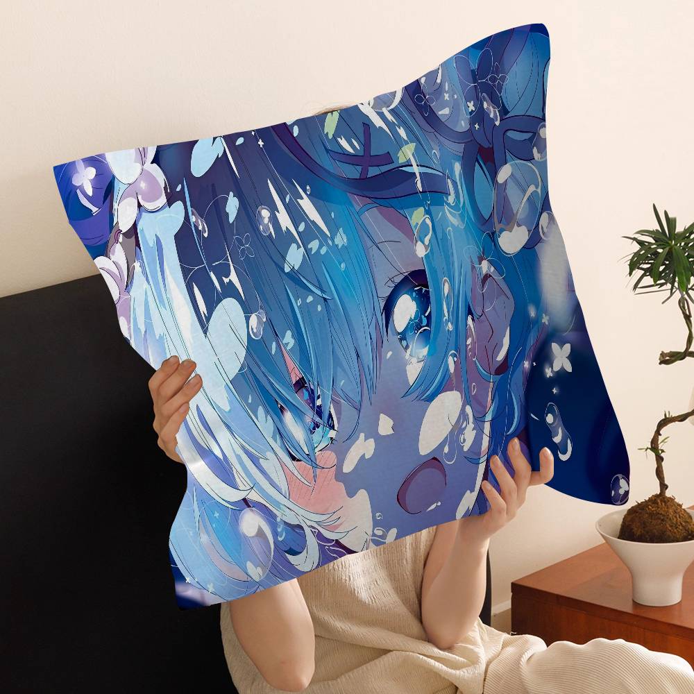 Anime Re Zero Cushion Cover Inches Farmhouse Decor Home Throw Pillow Covers for Couch Decorations