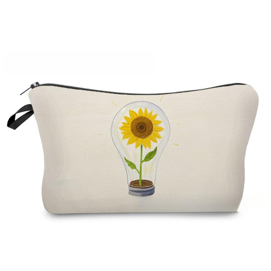 Women Sunflower Print Cosmetic Bag Toiletries Organize Travel Storage Case 6965