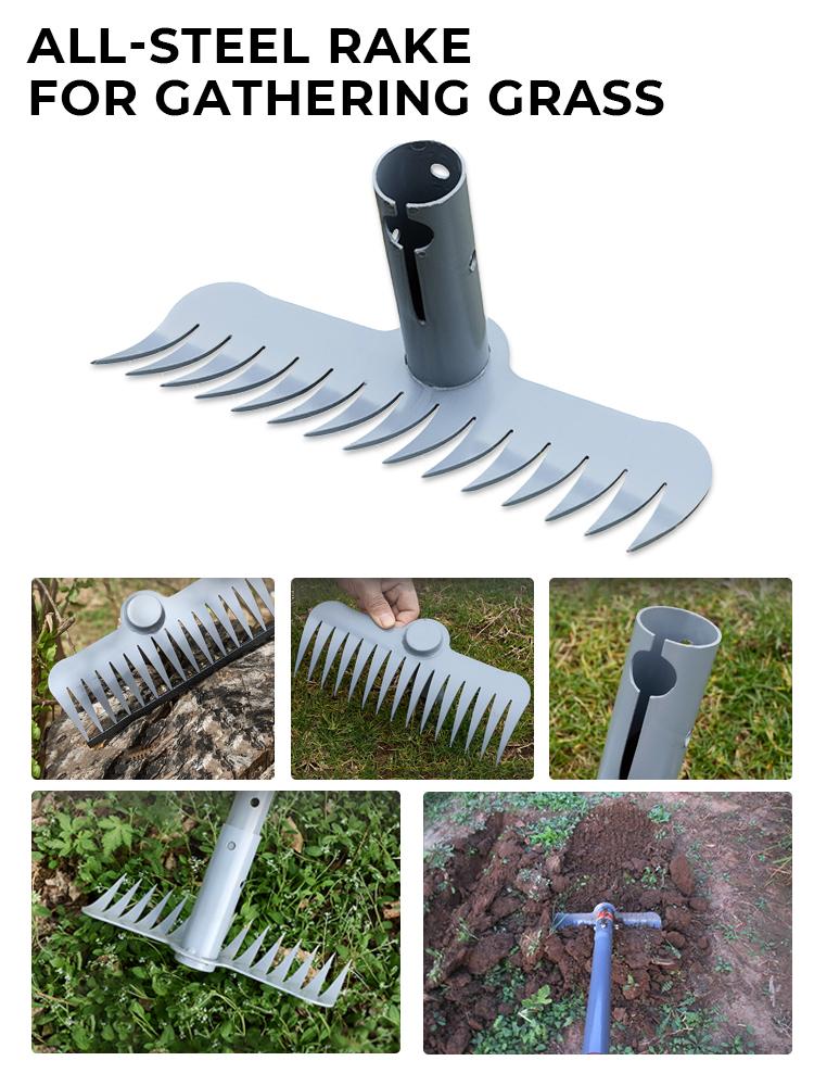 1Pc Weeding Rake Head 15 Teeth Garden Claw Rake Metal Steel Nail Rake Weed Tooth Scraper Heavy Gardening Loose Soil Weeding Tool