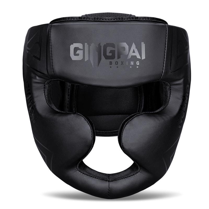 Boxing & Combat Protective Headgear: Thickened Helmet for Sanda, Taekwondo, Muay Thai – Suitable for Children & Adults with Face Protection. Medium чёрный/чистый