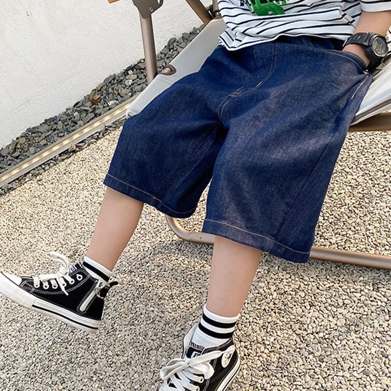 Summer Boys Casual Denim Shorts Fashion Solid Color Thin Loose Jeans Pants for 3-12 Years Kids Children Cotton Trousers