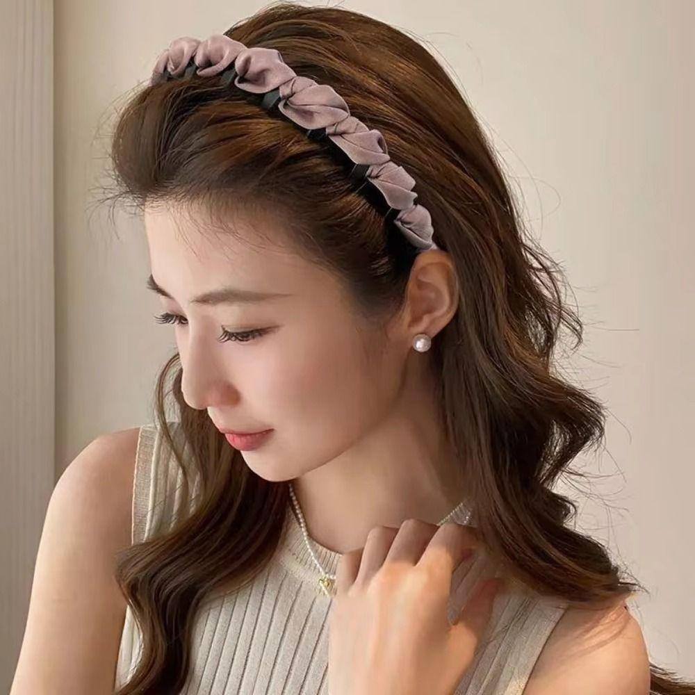 Comfortable Wrapped Hair Hoop Wave Pattern Non-Slip Headband Women's Satin Hairband  Daily Wear