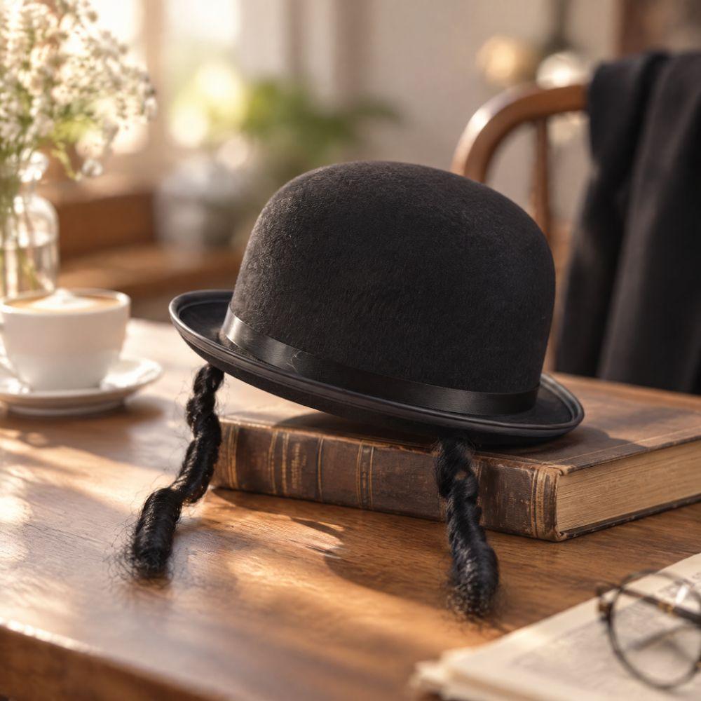 Black Color Braided Top Hat Photography Wear Bowler Hat Classical Round Dress Hat Halloween