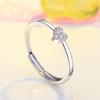 Jin Yali Korean Heart-Shaped Diamond-Inlaid Open Silver Ring - 925 Copper Jewelry