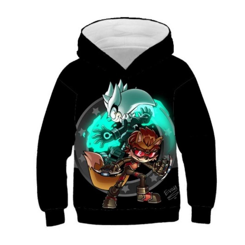 Podzimní 3D mikiny s potiskem Sonic the Hedgehog Módní Ležérní Sportovní Dlouhý rukáv Dětské Chlapecké Mikiny s kapucí