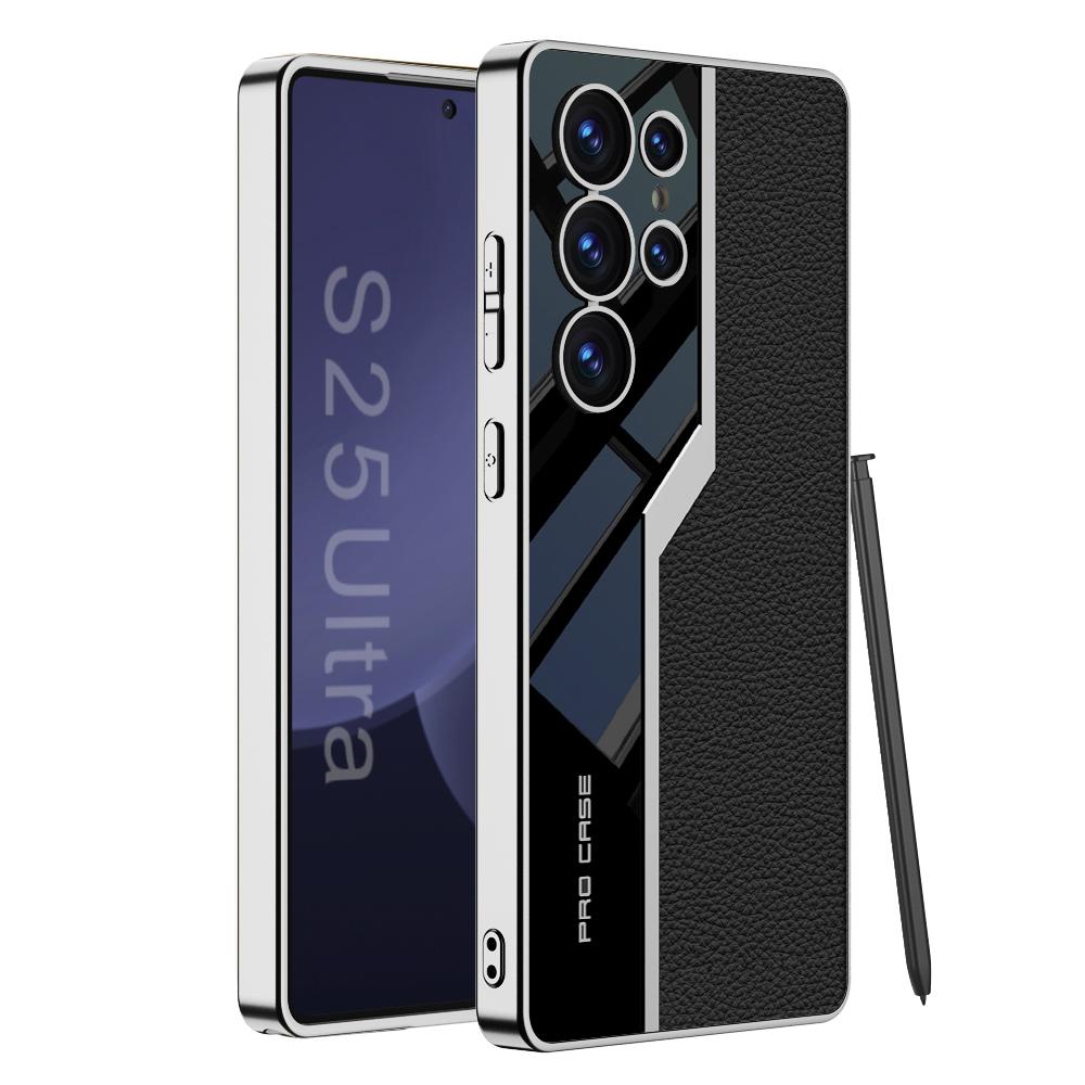 Thin TPU Soft Supercar Footage Case For Samsung Galaxy S23 S24 S25 Ultra 5G Plating Leather S25Ultra S24Ultra Protection Cover