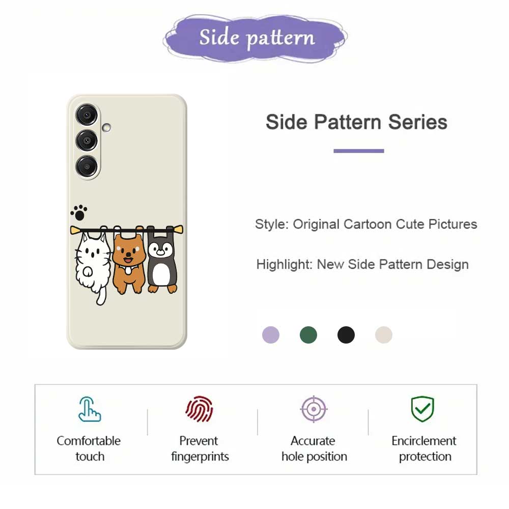 For Samsung Galaxy A16 5G/4G Case Three Animal Dolls Pattern Printing Straight Edge TPU Phone Back Cover