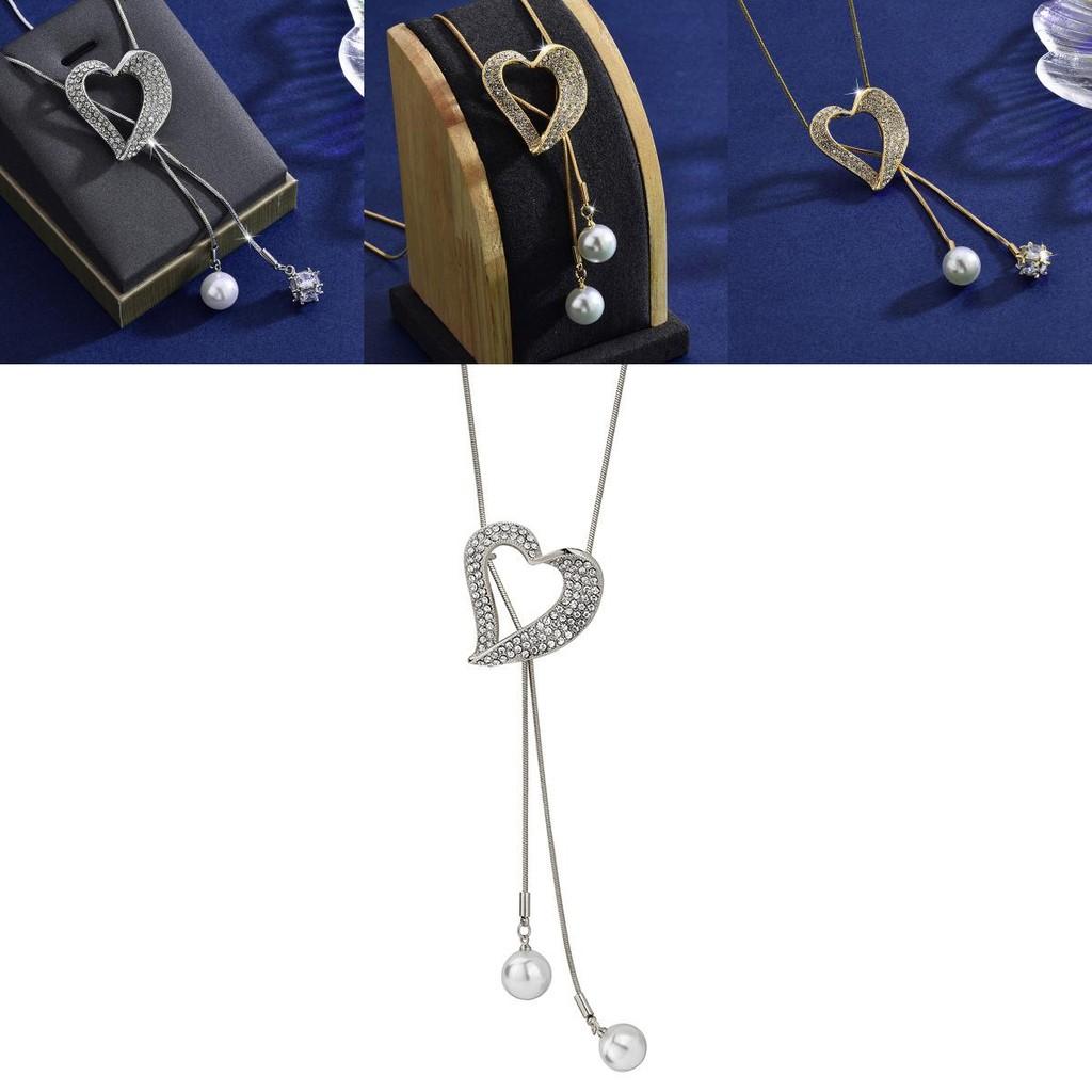 Elegant Heart Shaped Crystal Necklace With Pearl Accents In Stylish Designs For Women