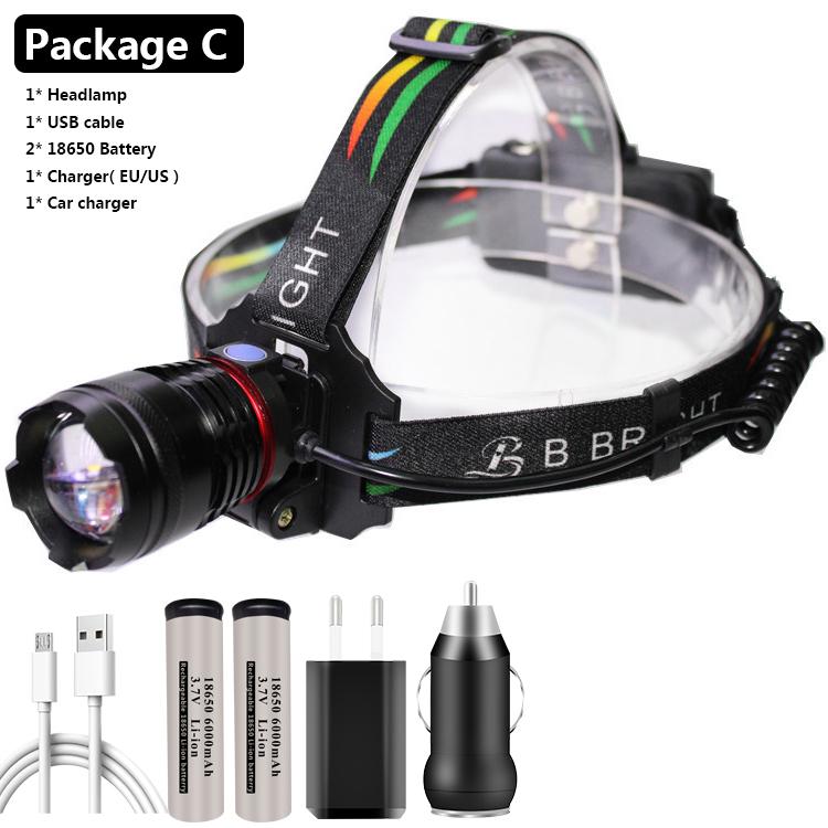 Xhp70 Leistungsstarke Scheinwerfer Kopf Lampe Taschenlampe Scheinwerfer 32w 4291lm Led-lampen 2*18650 Batterie Zoom in / Out lithium-Ionen Litwod