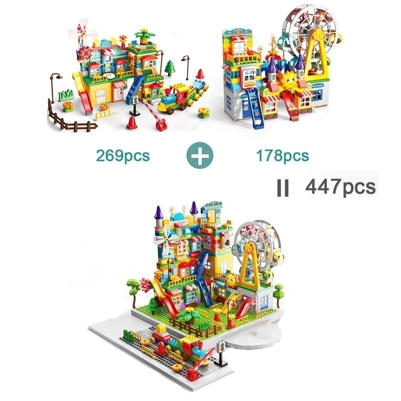 Non-Toxic 178Pcs/269Pcs Marble Race Run Big Size Block Building Blocks Funnel Slide Blocks Diy Educational Big Brick Toy For Children Gift