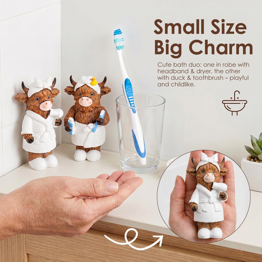 2Pcs Highland Cow Statue Home Ornament Resin Statue Ox Figurine for Home Bookshelf Office Table Decor Figurine As Birthday Gift