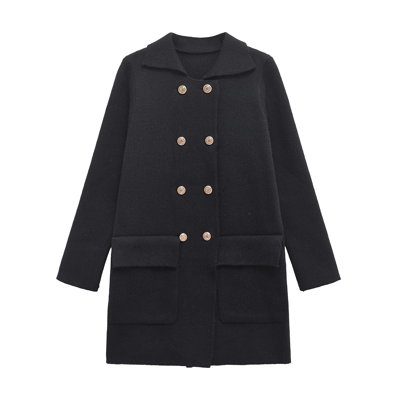 

Женское классическое пальто-жакет из чистой шерсти Small чёрный