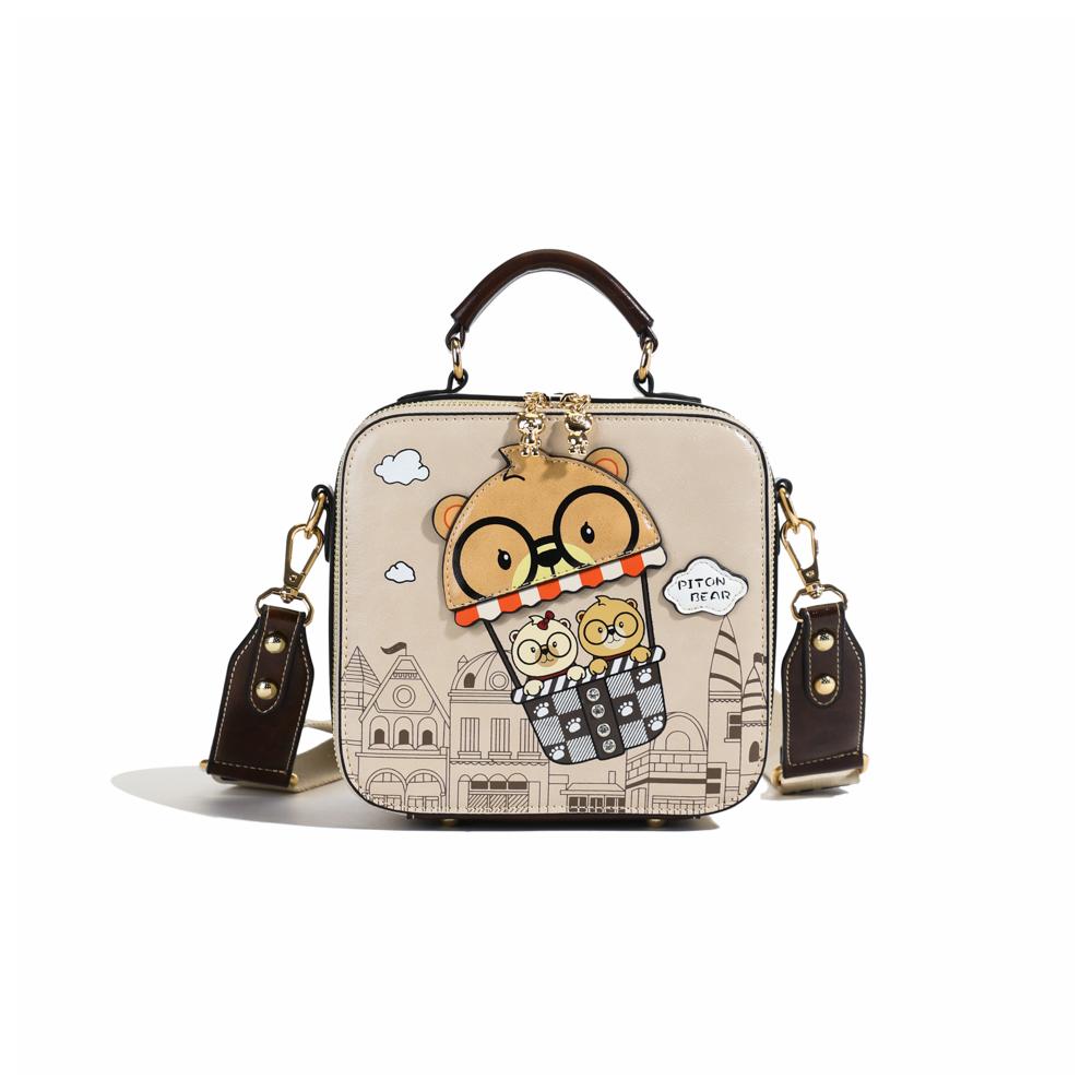 Sac Bandoulière Mignon avec Imprimé d'Ours pour Femmes Style Décontracté Bandoulière Réglable Fermeture Éclair Doublure en Polyester Design Ludique avec Personnage de Dessin Animé