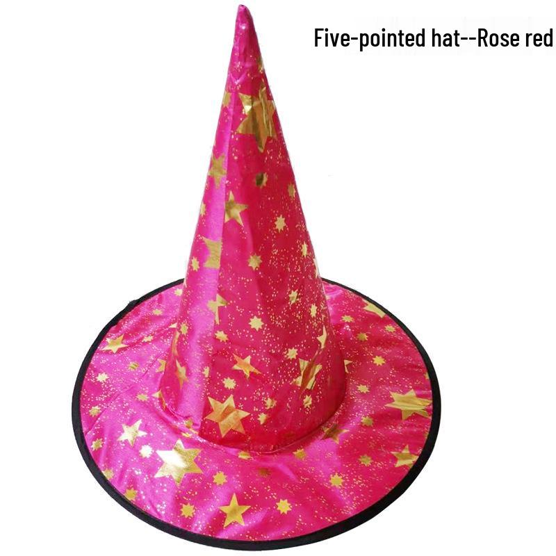 Halloween Witch Hat - Black Five-Pointed Magician Hat for Ghost Festival, Party Props for Children & Adults