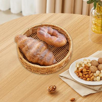 Round Serving Tray Bread Storage Basket Decorative, Hand Woven Organizer for Food,