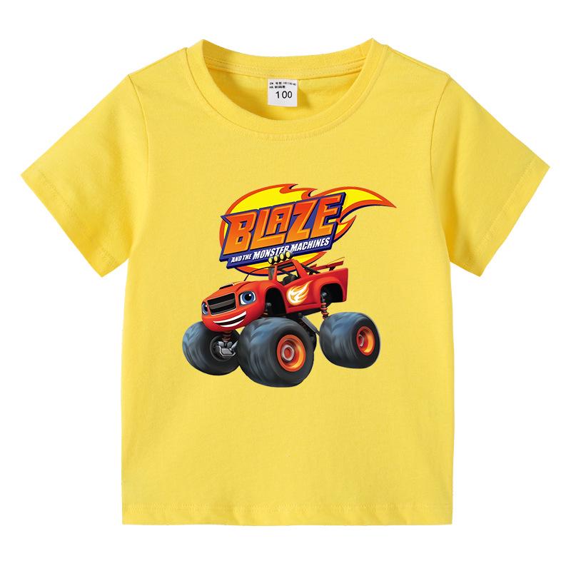 2023 Kids' Cross-border Summer Short-Sleeve Cartoon Car T-shirt