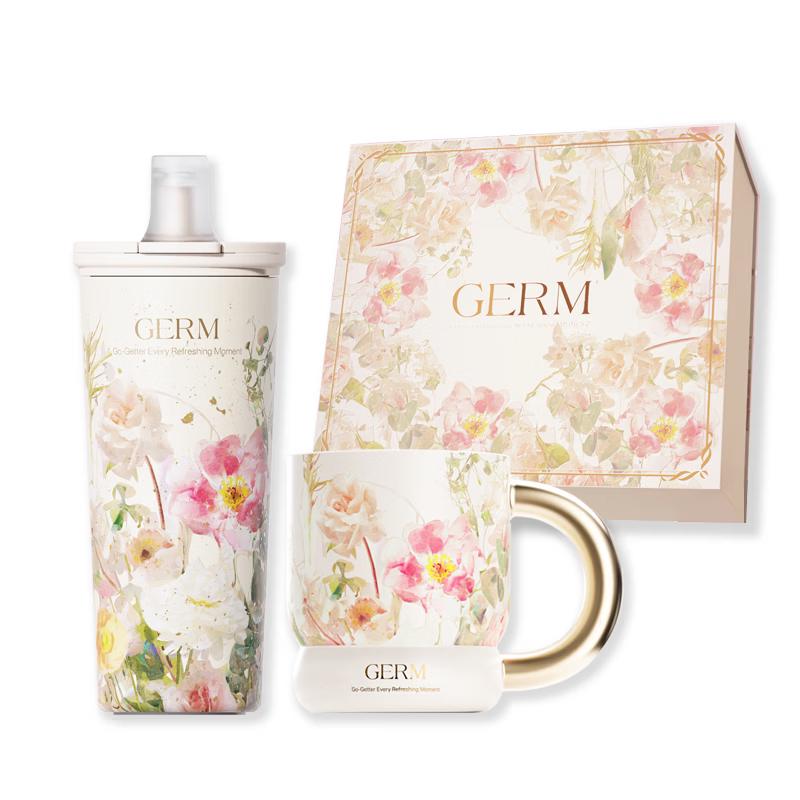 Germ Floral 316SS Insulated Bottle & Ceramic Mug Set